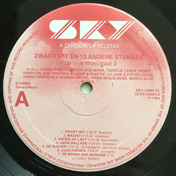 Various : Zwart Wit En 13 Andere Stukken (Pop In Je Moerstaal 3) (LP, Comp)