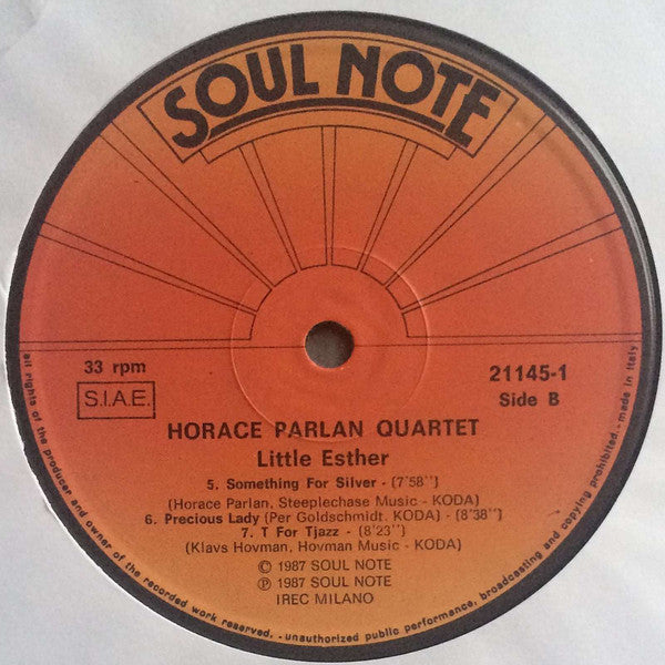 Horace Parlan Quartet : Little Esther (LP, Album)