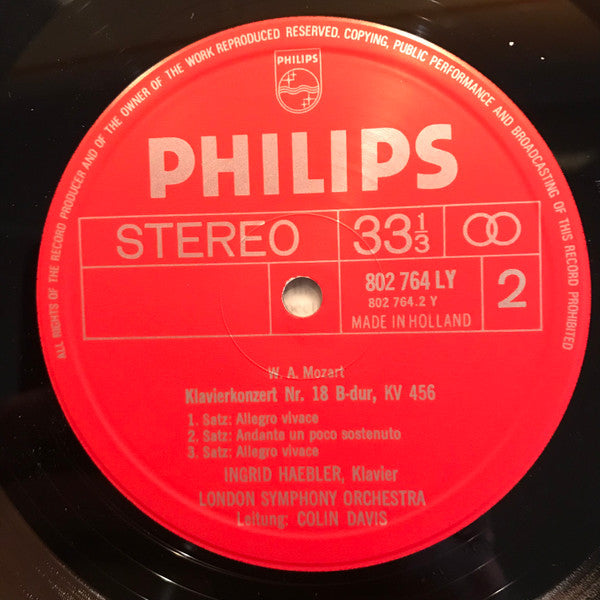 Ingrid Haebler, Wolfgang Amadeus Mozart, London Symphony Orchestra, Sir Colin Davis : Klavierkonzert Nr. 22 Es-Dur, KV 482 / Klavierkonzert Nr. 18 B-Dur, KV 456 (LP, Gat)
