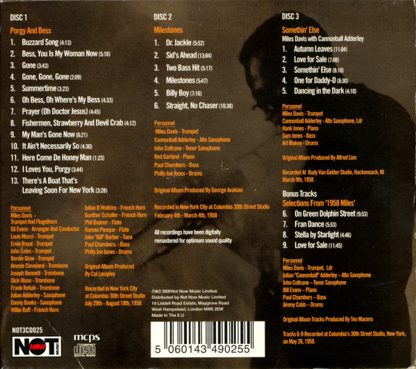 Miles Davis : Miles '58 (3xCD, Album, Comp, RE, RM, Dig)