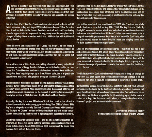 Miles Davis : Miles '58 (3xCD, Album, Comp, RE, RM, Dig)