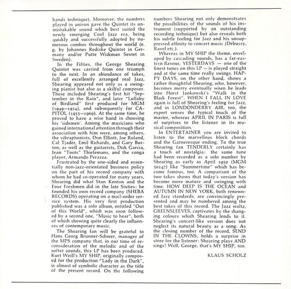 George Shearing : My Ship (CD, Album, RE)