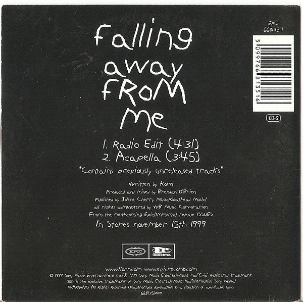 Korn : Falling Away From Me (CD, Single, Car)
