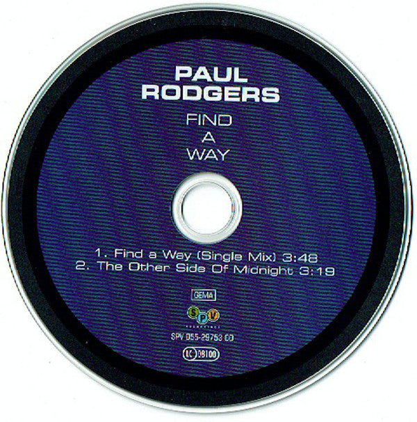 Paul Rodgers : Find A Way (CD, Single)