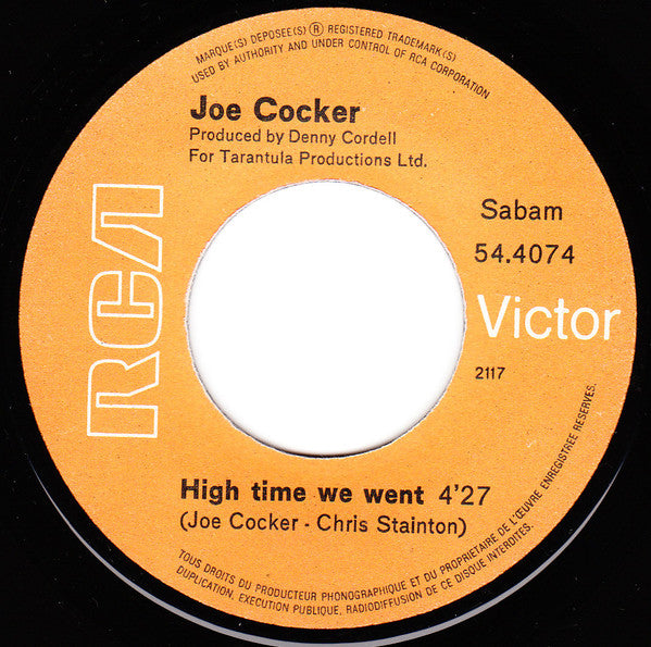 Joe Cocker : High Time We Went (7", Single)