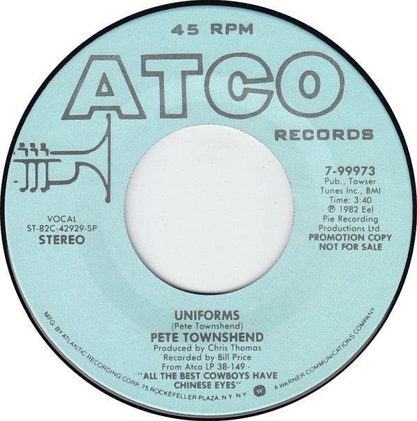 Pete Townshend : Uniforms (7", Single, Mono, Promo, Spe)