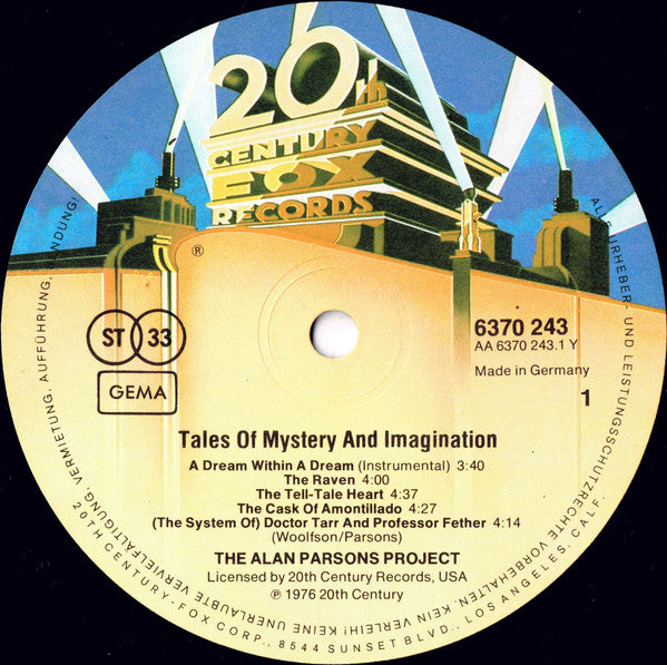 The Alan Parsons Project : Tales Of Mystery And Imagination (LP, Album, RE, Gat)