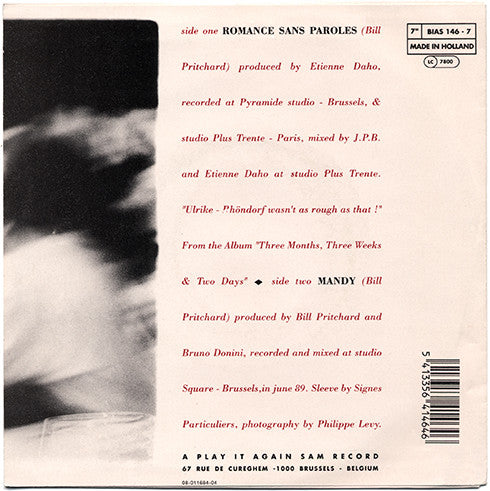Bill Pritchard : Romance Sans Paroles (7", Single)