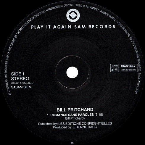 Bill Pritchard : Romance Sans Paroles (7", Single)