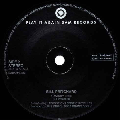 Bill Pritchard : Romance Sans Paroles (7", Single)