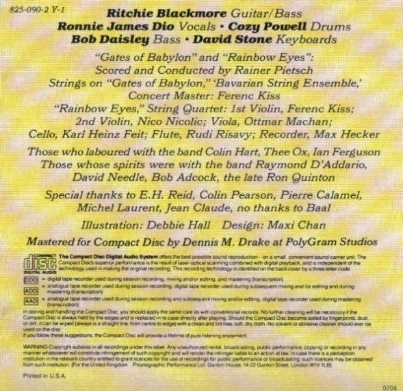 Rainbow : Long Live Rock 'N' Roll (CD, Album, RE)