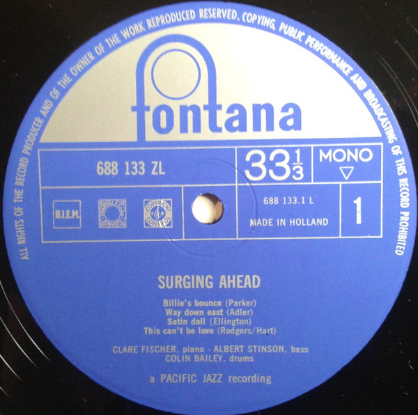 Clare Fischer : Surging Ahead (LP, Album, Mono)