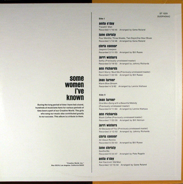 Stan Kenton : Some Women I've Known (LP, Comp)