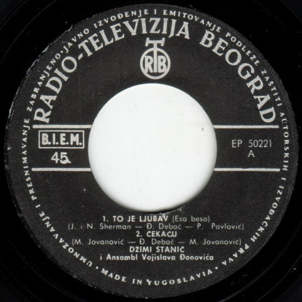 Stjepan "Jimmy" Stanić I Ansambl Vojislava Đonovića : To Je Ljubav (7", EP)
