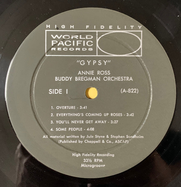 Annie Ross And The Buddy Bregman Orchestra : Gypsy (LP, Album, Mono)