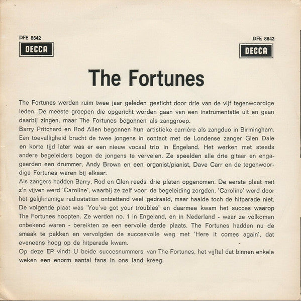 The Fortunes : Here It Comes Again (7", EP, Mono)