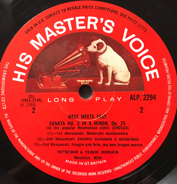 Yehudi Menuhin & Ravi Shankar : West Meets East (LP, Album, Mono)