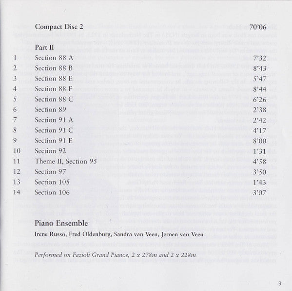 Simeon ten Holt - Piano Ensemble, Irene Russo, Fred Oldenburg, Sandra van Veen & Jeroen van Veen (2) : Canto Ostinato (2xCD, Album, RE)
