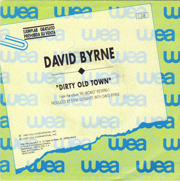 David Byrne : Dirty Old Town (7", Promo)