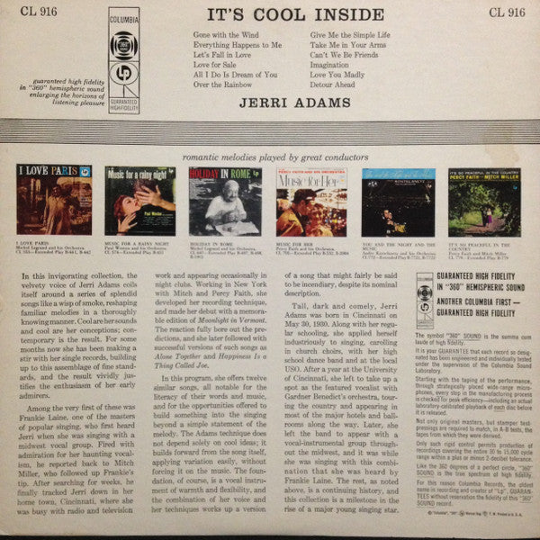 Jerri Adams : It's Cool Inside (LP, Album, Mono)