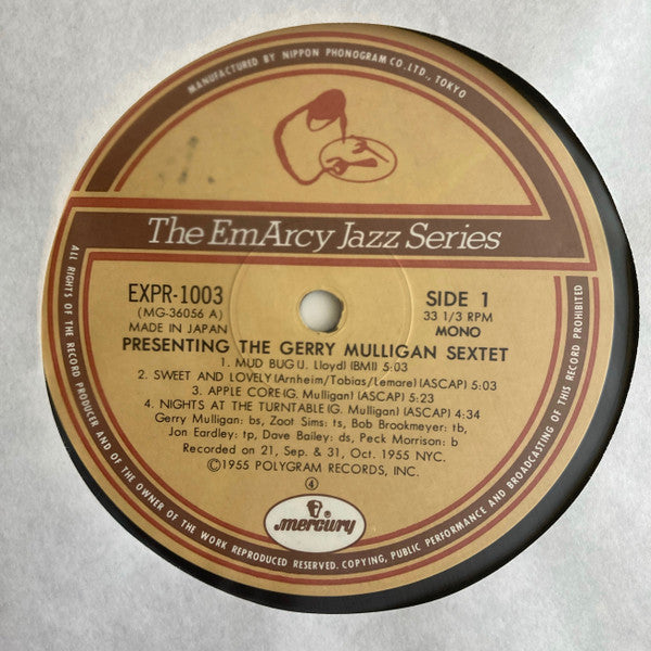 The Gerry Mulligan Sextet* : Presenting The Gerry Mulligan Sextet (LP, Album, Mono, RE)