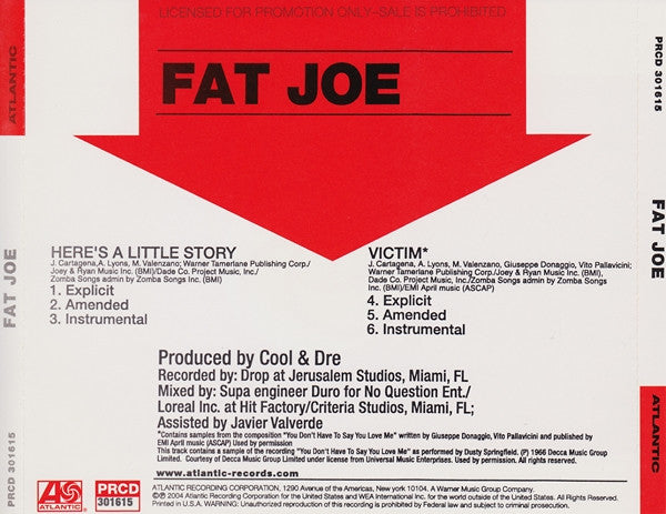 Fat Joe : Here's A Little Story / Victim (CD, Promo)