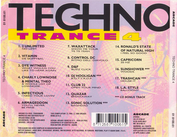 Various : Techno Trance 4 (CD, Comp)