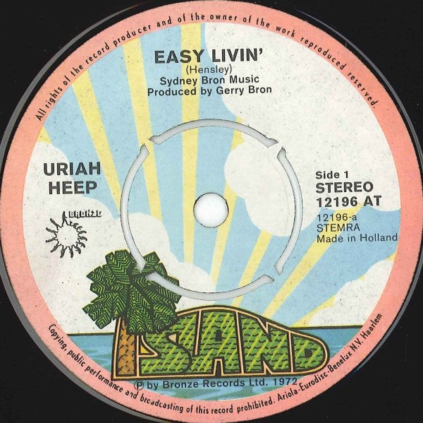 Uriah Heep : Easy Livin' (7", Single)