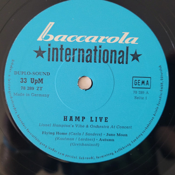 Lionel Hampton : Hamp Live! Lionel Hampton's Vibe & Orchestra At Concert (LP, Mono)