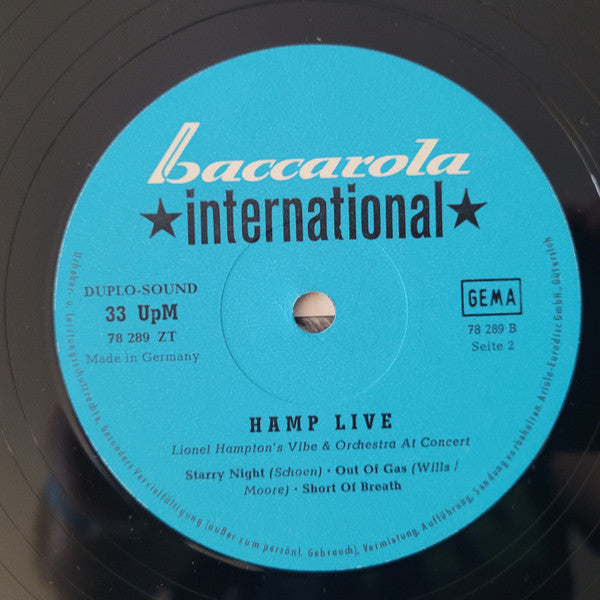 Lionel Hampton : Hamp Live! Lionel Hampton's Vibe & Orchestra At Concert (LP, Mono)