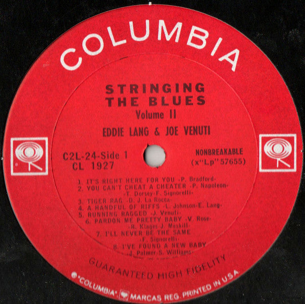 Joe Venuti & Eddie Lang : Stringing The Blues (Box + 2xLP, Comp, Mono)