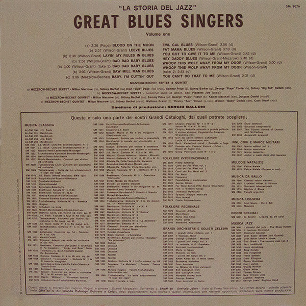 The Mezzrow-Bechet Septet & The Mezzrow-Bechet Quintet : Great Blues Singers (Volume One) (LP, Comp)