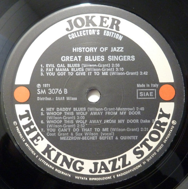 The Mezzrow-Bechet Septet & The Mezzrow-Bechet Quintet : Great Blues Singers (Volume One) (LP, Comp)