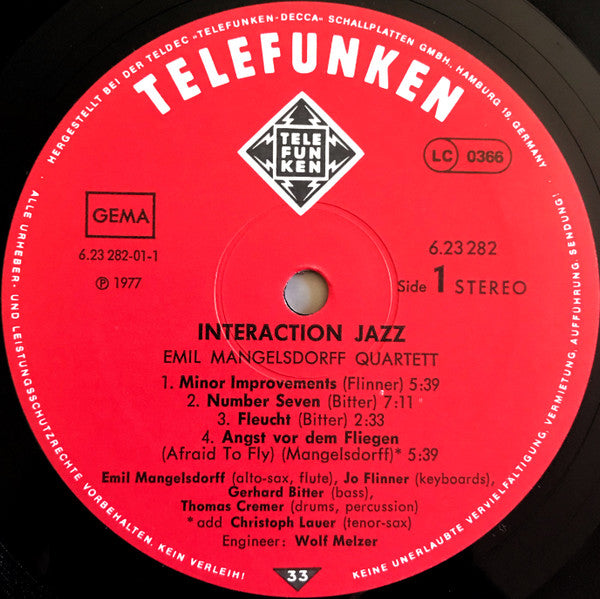 Emil Mangelsdorff Quartett : Interaction Jazz (LP, Album)