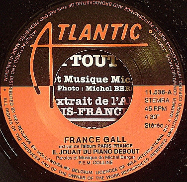 France Gall : Il Jouait Du Piano Debout (7", Single, Red)