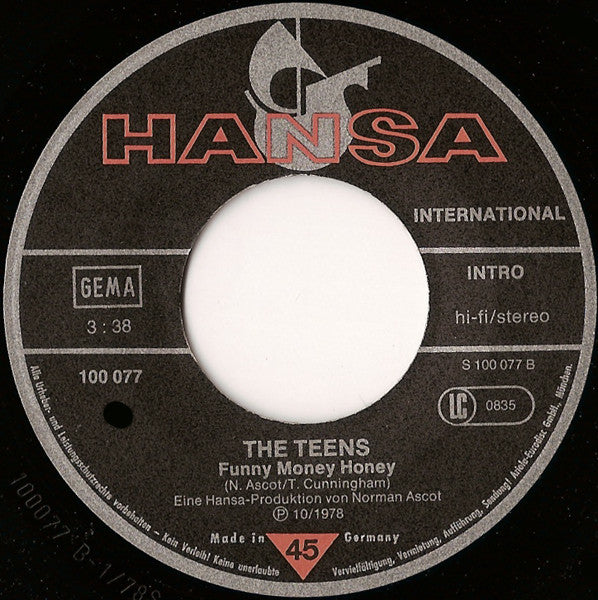 The Teens : We'll Have A Party Tonite 'Nite (7", Single, Son)