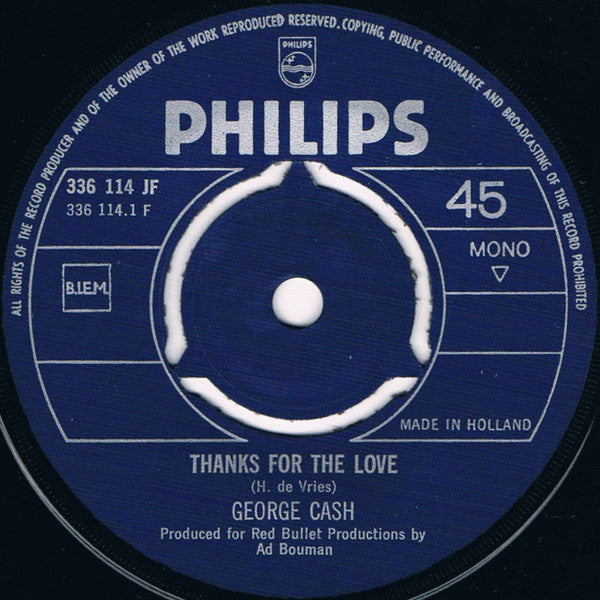George Cash : Thanks For The Love (7", Single, Mono)