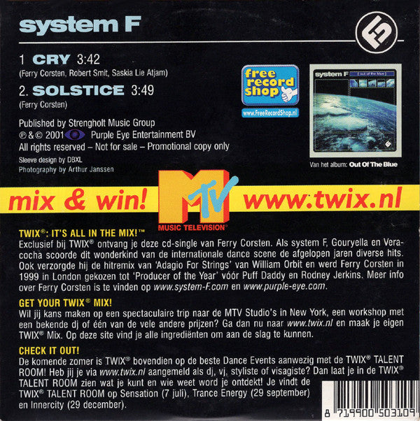 System F : Cry / Solstice (CD, Single, Promo)