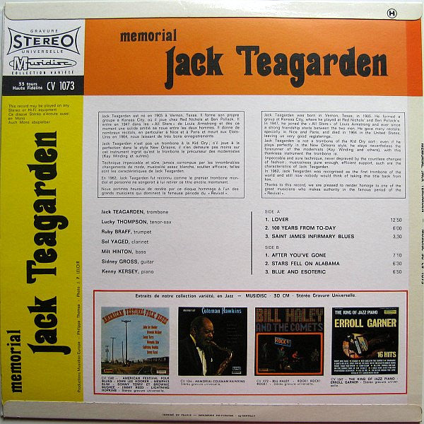 Jack Teagarden : Memorial (LP, RE)