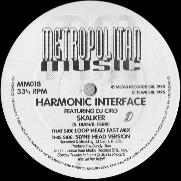 Harmonic Interface Featuring DJ Ciro : Skalker (12")