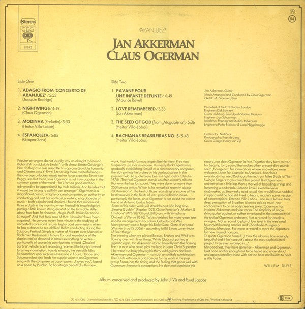 Jan Akkerman & Claus Ogerman : Aranjuez (LP, Album)