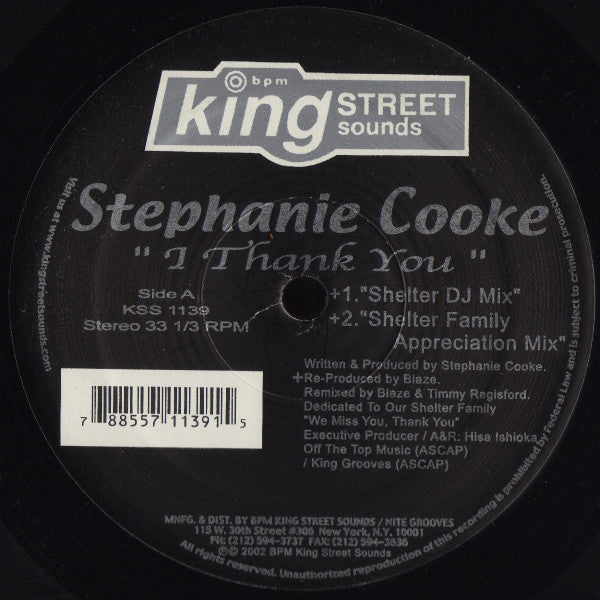 Stephanie Cooke : I Thank You (12")