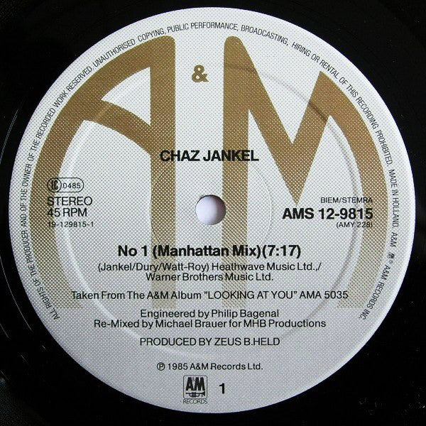 Chas Jankel : No. 1 (12", Maxi)