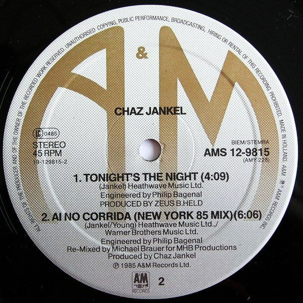 Chas Jankel : No. 1 (12", Maxi)