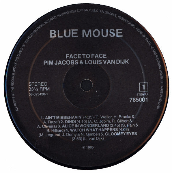 Pim Jacobs & Louis van Dijk : Face To Face (LP, Album)