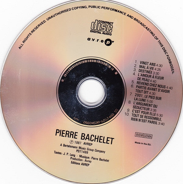 Pierre Bachelet : Pierre Bachelet  (CD, Album, RE)