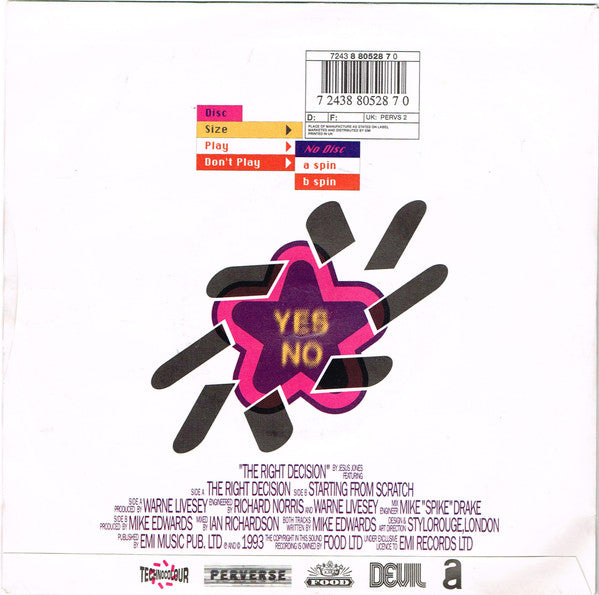 Jesus Jones : The Right Decision (7", Single)