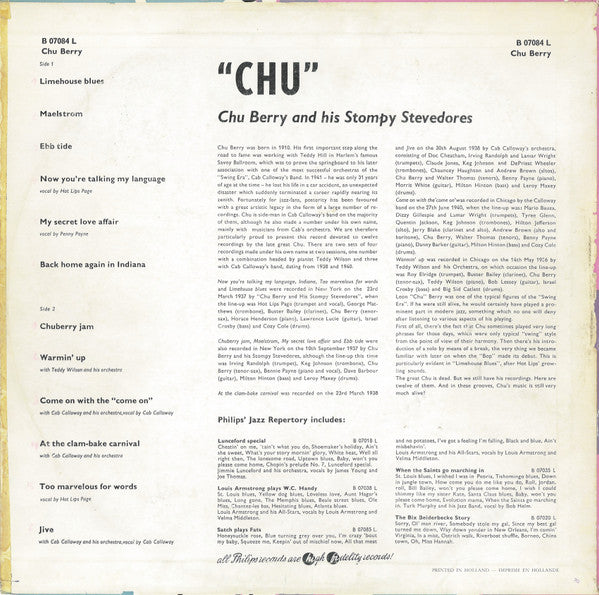 Chu Berry And His Stompy Stevedores : "Chu" (LP, Comp, Mono)