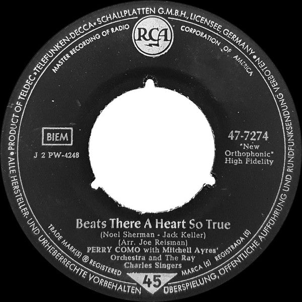Perry Como : Moon Talk / Beats There A Heart So True (7", Single)
