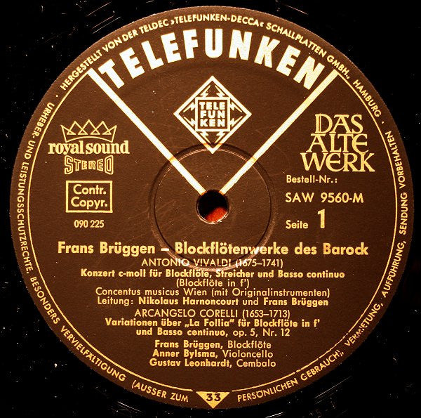 Frans Brüggen : Blockflötenwerke Des Barock (LP, Comp, Gat)